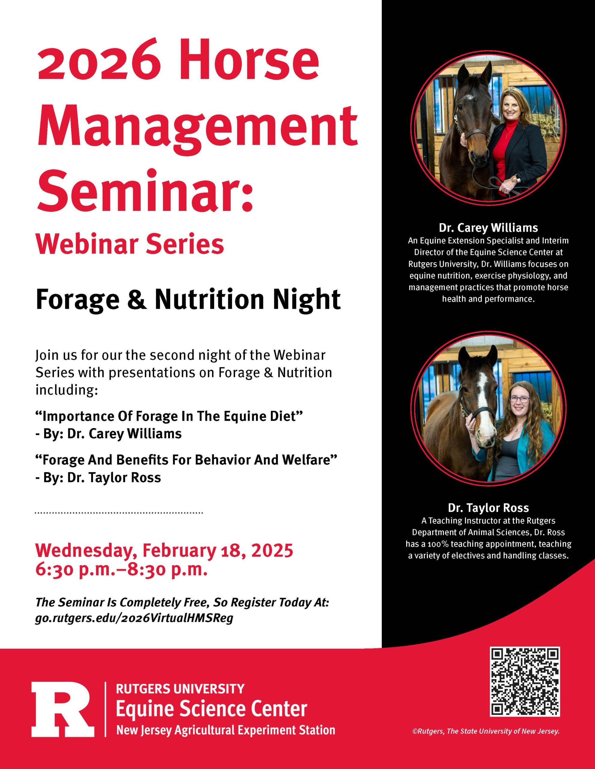 2026 Horse Management Seminar: Webinar Series - Forage & Nutrition Night