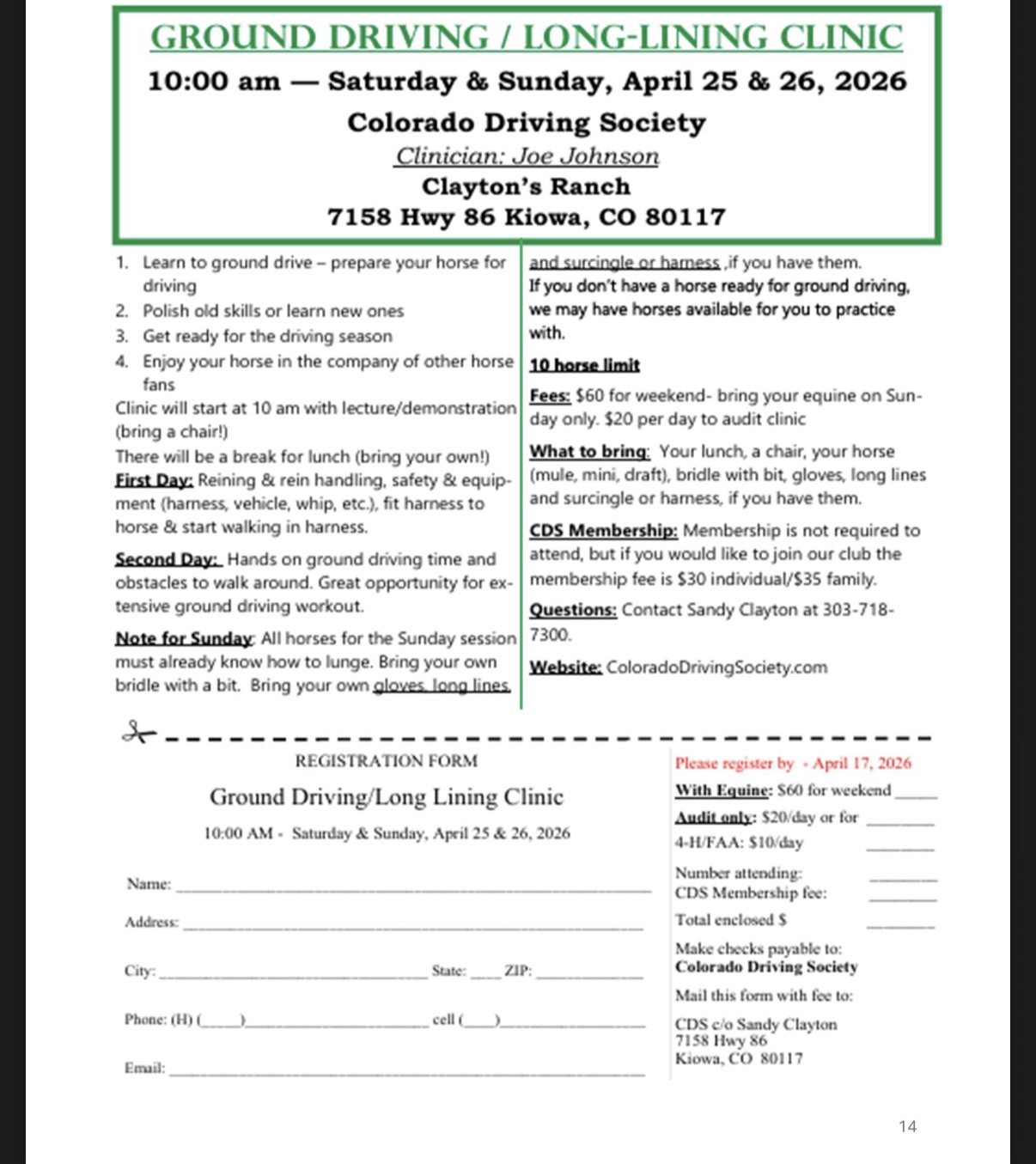 Ground Driving and Long Lining Clinic